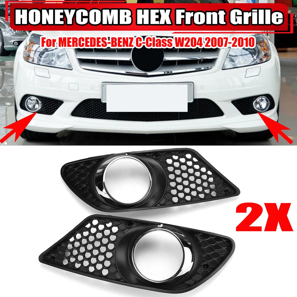 Front Fog Lamp Bezel Grille Cover for Benz C-Class W204 C300 C350 (2007–2010)