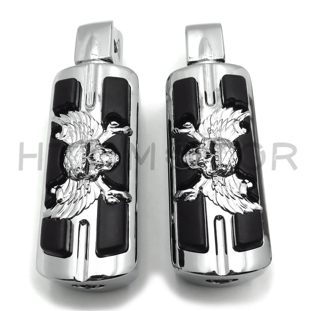 Pirate Skull Footpegs for Kawasaki Vulcan 900 Custom, Yamaha Virago 250 (2006–2023)
