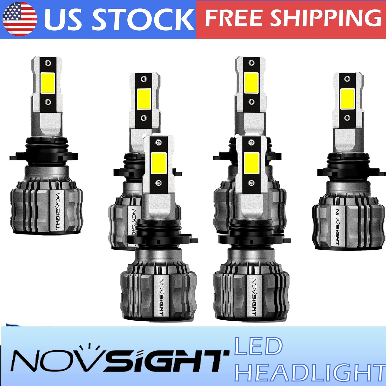 6PCS LED Headlight Kit Combo Bulbs 9005 9006 for