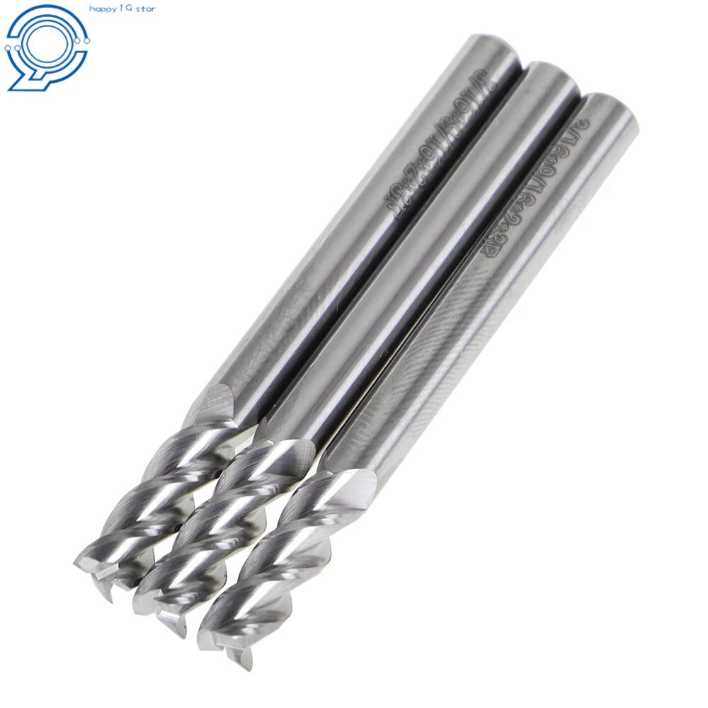 3Pc 3/16" Carbide End Mill for Alu-Power (Regular Length, 2" Overall)