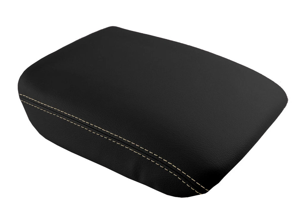 Leather Console Lid Armrest Cover for Honda Pilot (2003–2008) Beige Stitch