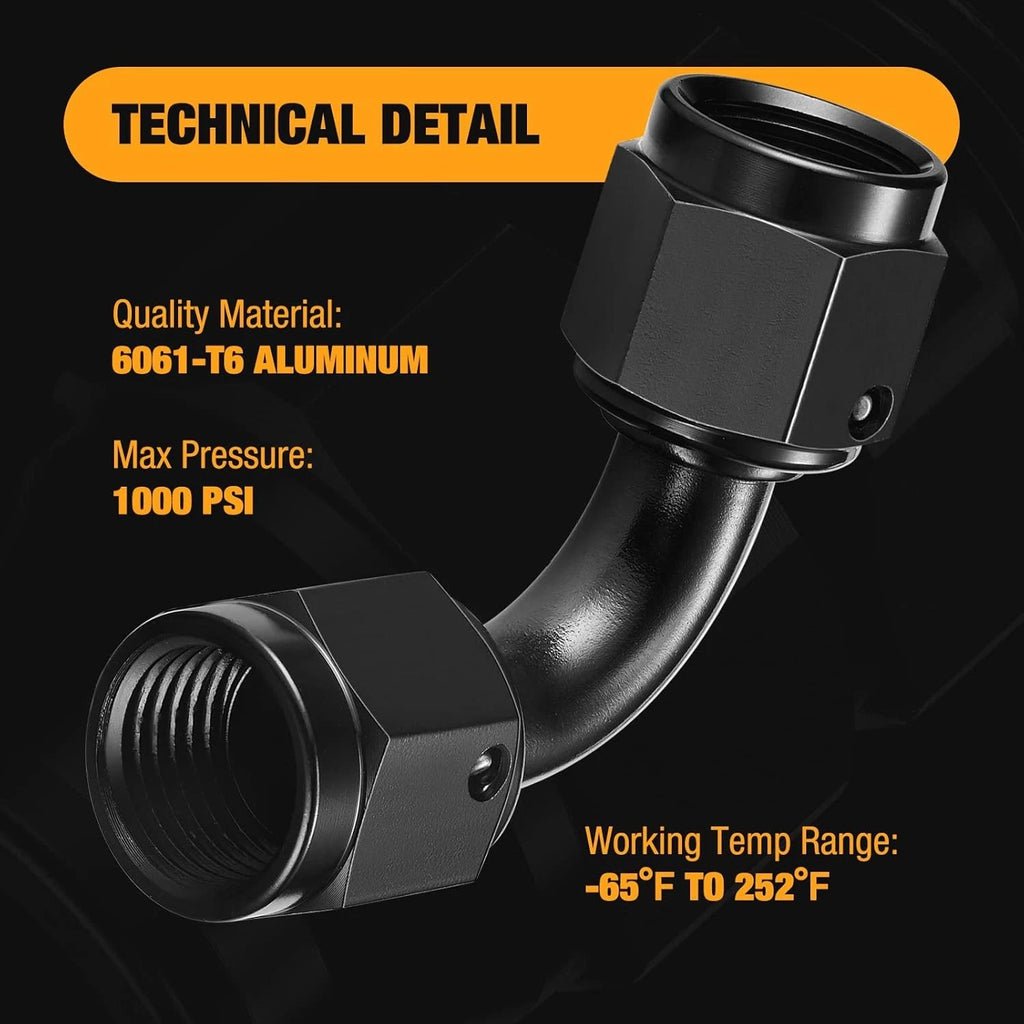 10AN AN10 Female 90 Degree Swivel Elbow Adapter Fitting for Universal