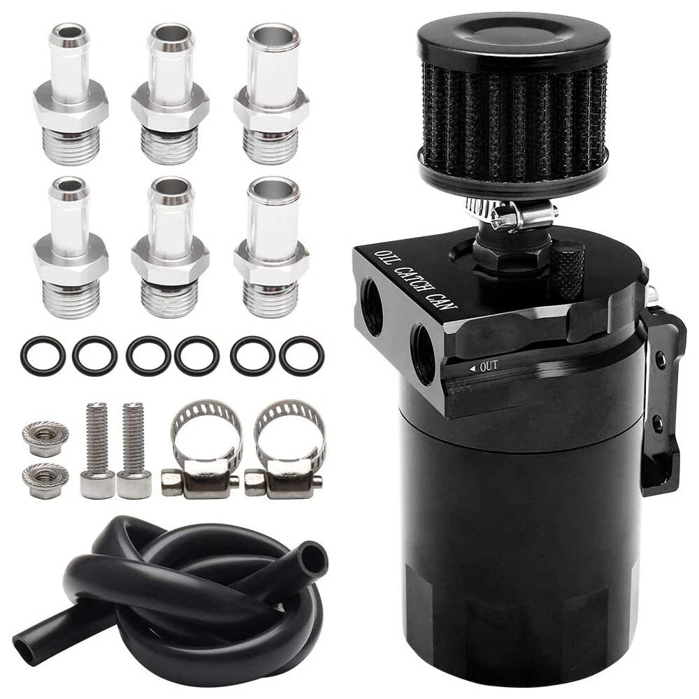 Engine Oil Catch Can Tank Kit for Universal Vehicles (300ml, Aluminum)
