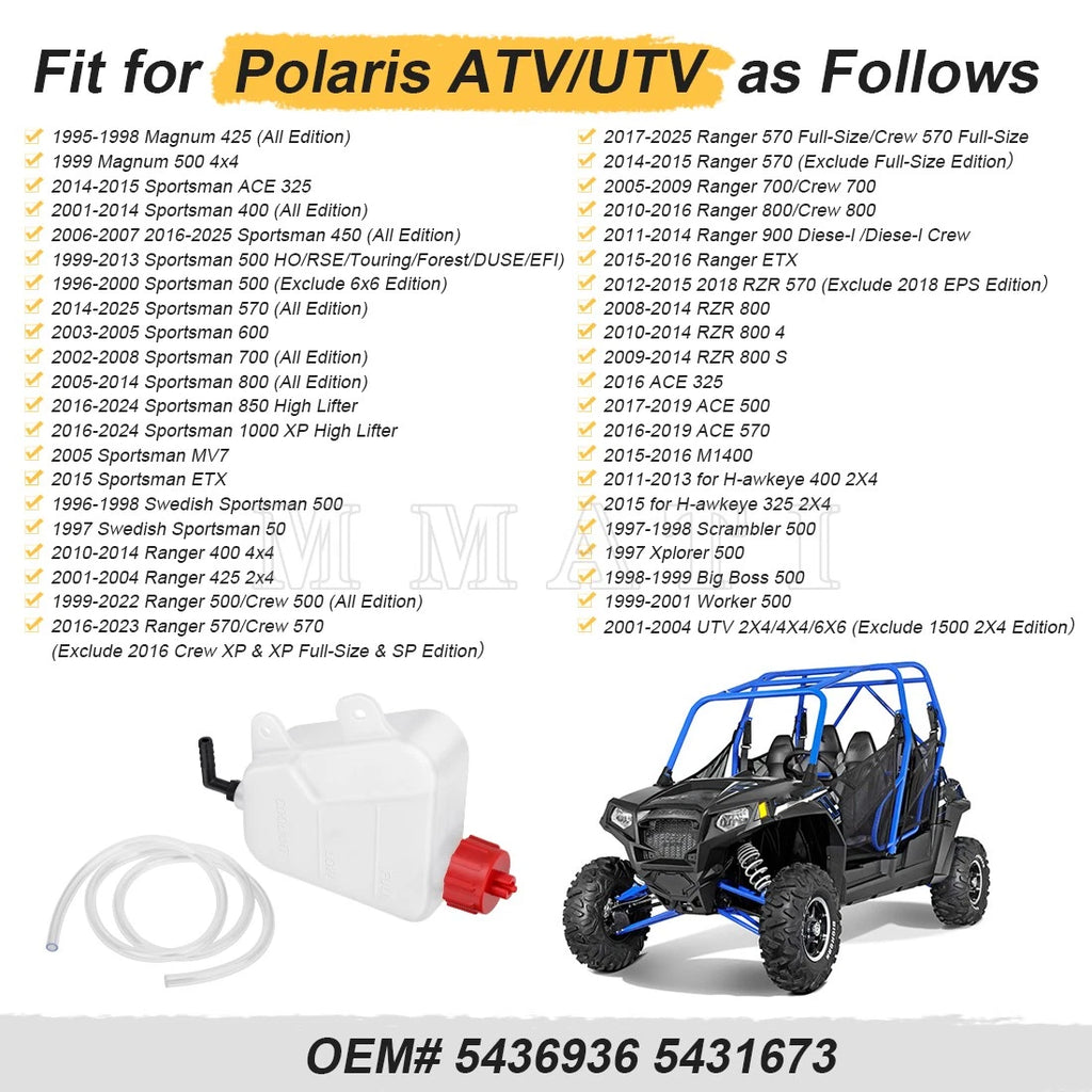 Radiator Coolant Overflow Bottle Surge Tank w/ Hose for Polaris (5436936, 5431673)
