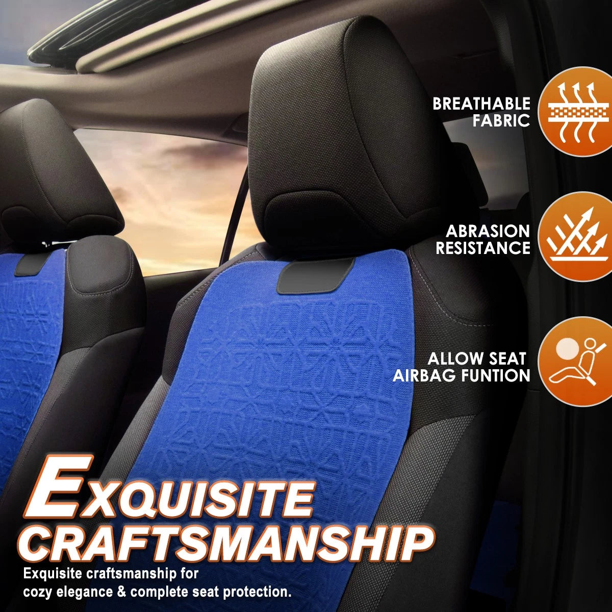 Front Row Bucket Seat Cover for Universal Fit (Protex Series) Blue