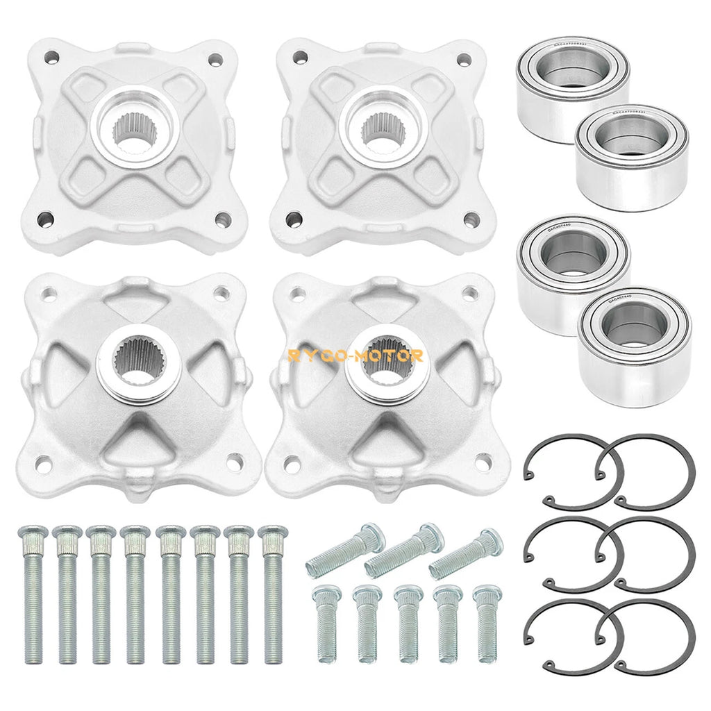 Front & Rear Wheel Hubs & Bearings & Studs Kit for Polaris RZR 800 (2008–2014)