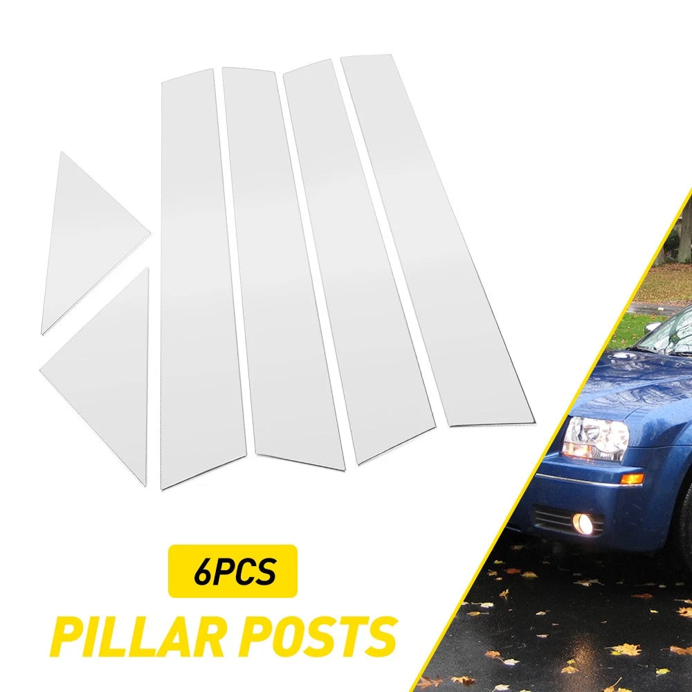 Set of 6 Chrome Door Pillar Post Trim for Chrysler 300 300C (2005–2010)