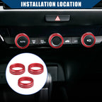 Set of 3 Air Conditioner AC Control Switch Knob Covers for Honda Fit (2020–2023) Red
