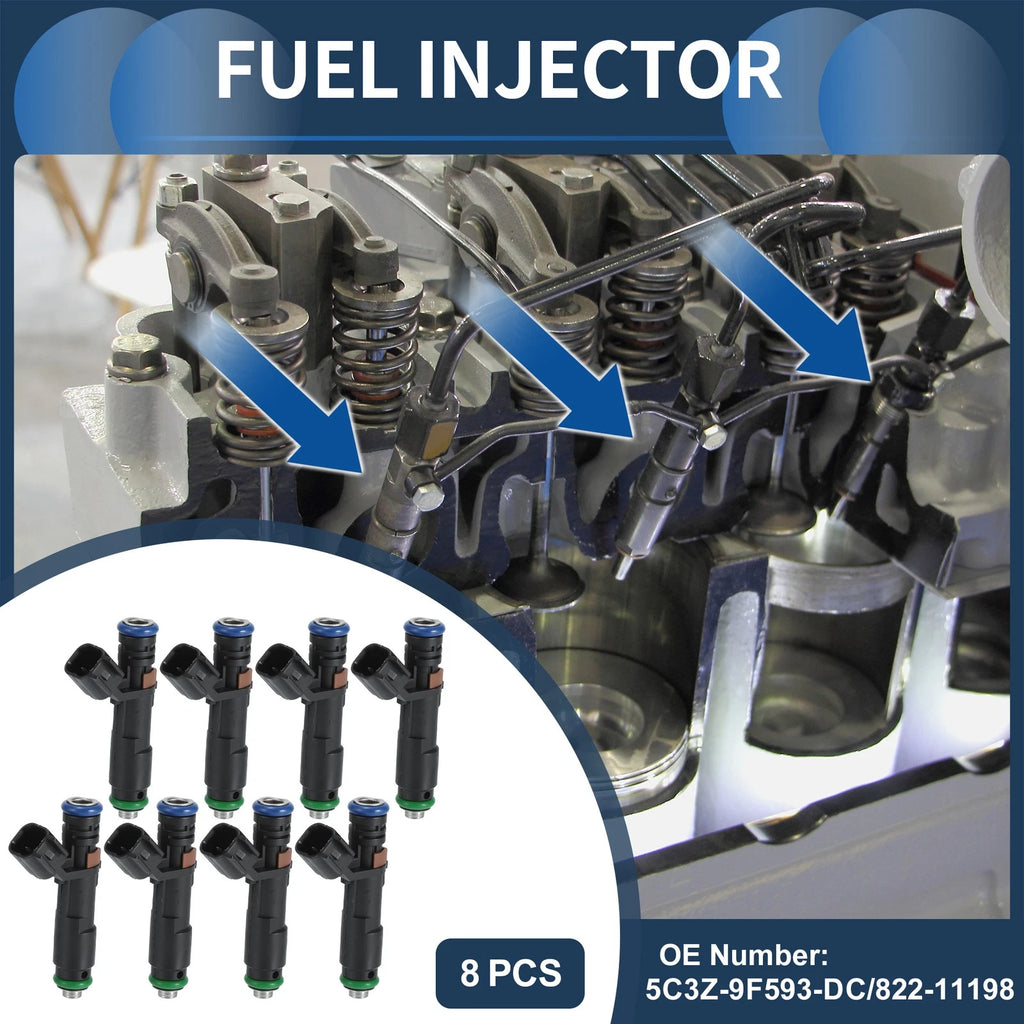 Set of 8 Fuel Injectors for Ford F-150 (2005–2006) No.5C3Z-9F593-DC
