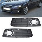 Pair Front Bumper Fog Light Grille for Audi A4 B8 (2009–2012)