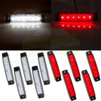 5X 12V White/Red Clearance Light Side Marker for Truck Trailer Bus Van
