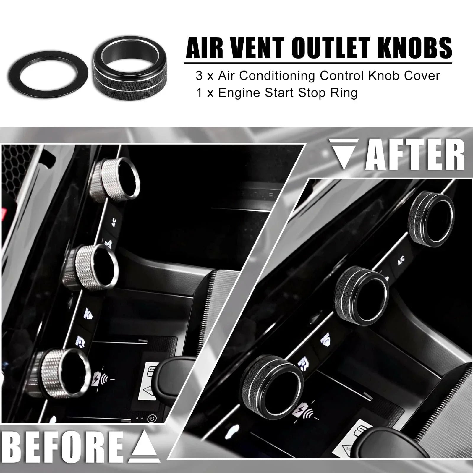 4pcs Black Air Conditioner Shift Knob Covers for Honda Civic (2022)