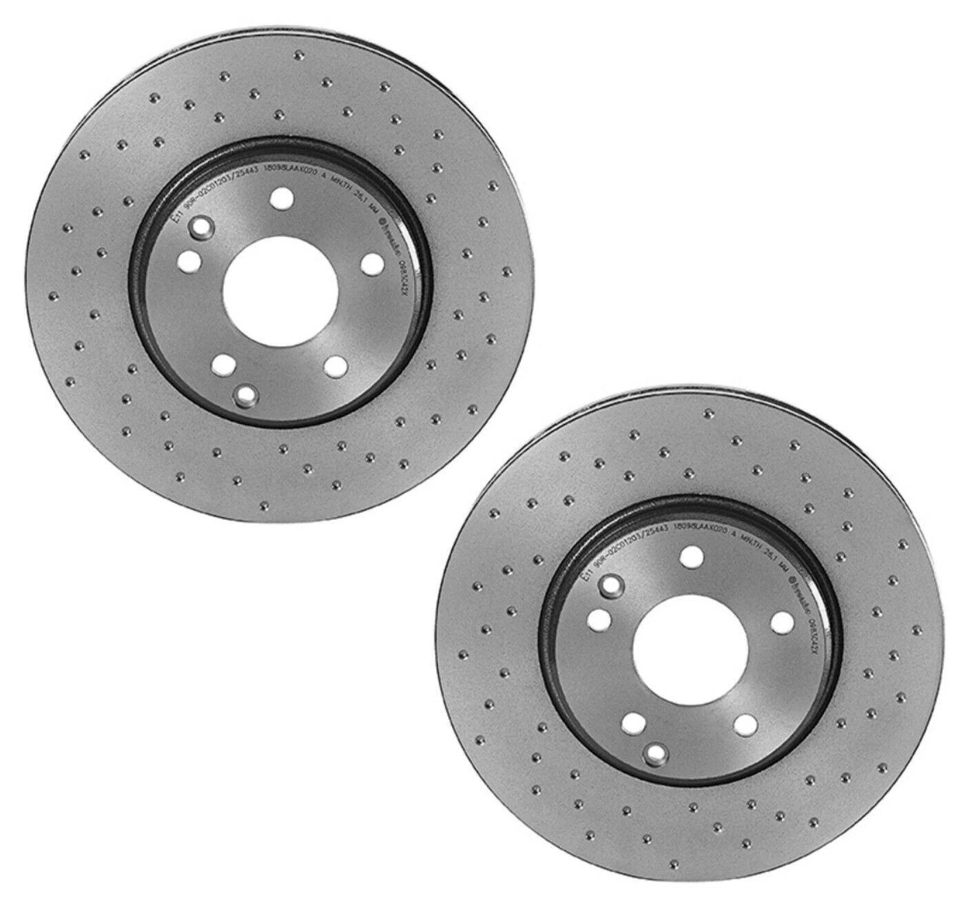Set of 2 Brembo Front 300mm Drilled Disc Brake Rotors for Mercedes C240 (2001–2005)