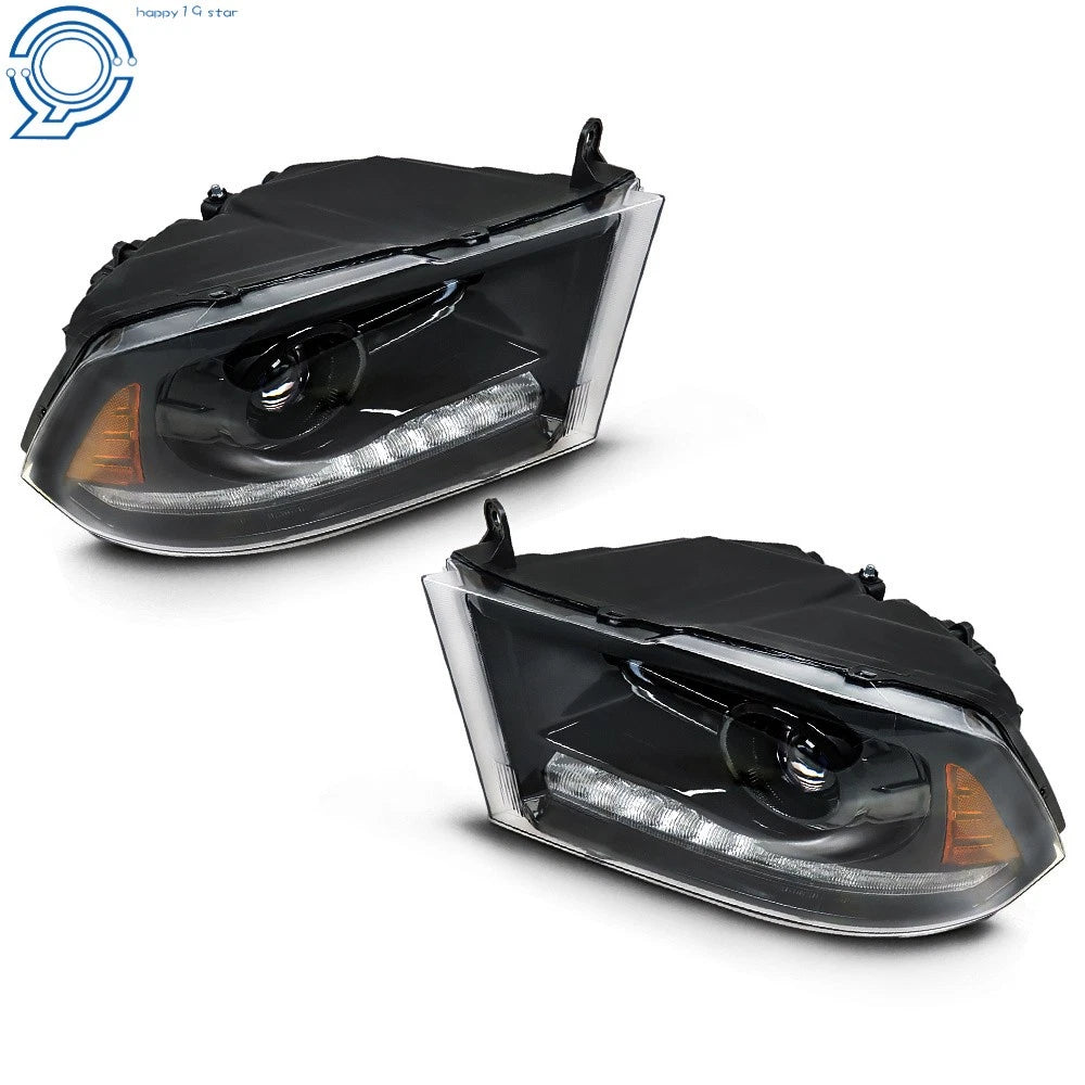 Set of 2 LED Headlights for Dodge Ram 1500-3500 (2013–2018) Black Housing
