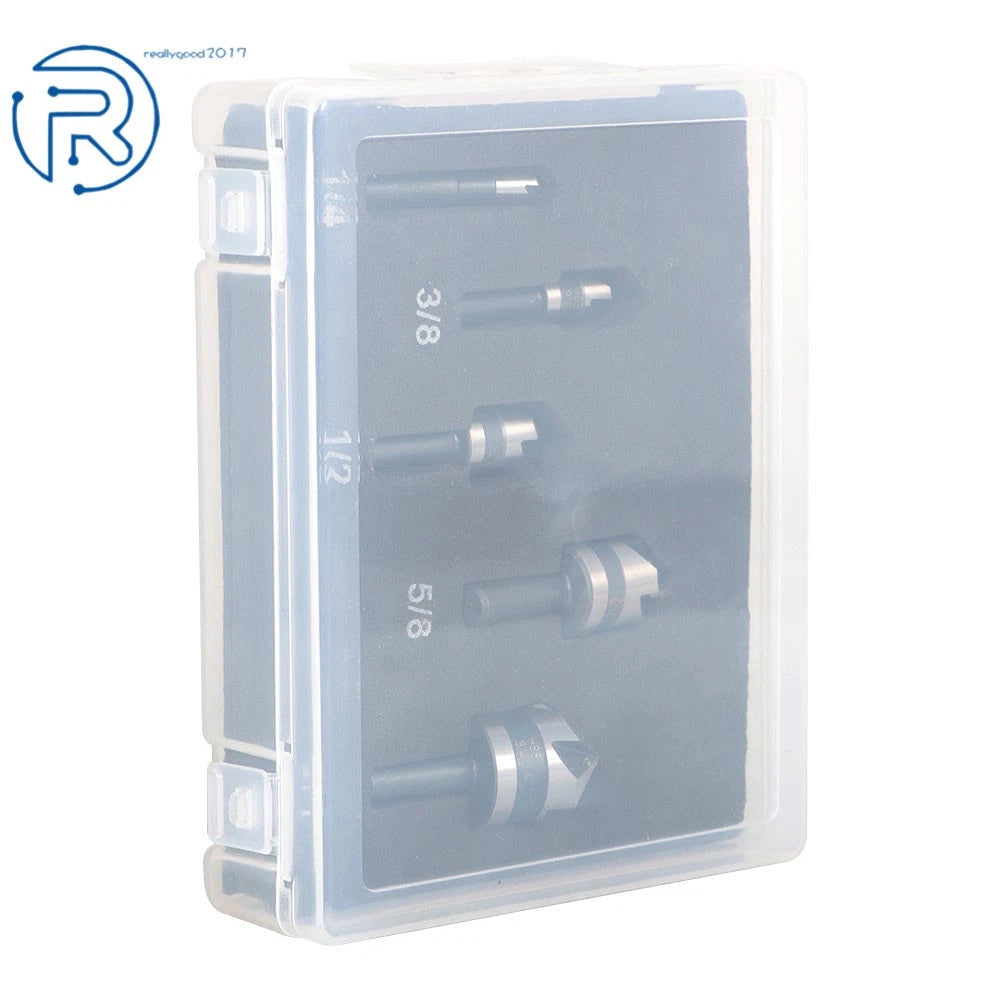 5 Pack Countersink Drill Bit Set for Metals, Wood, Plastic