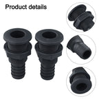 2Pcs ABS Black Thru Hull Connector for Boat Plumbing Systems