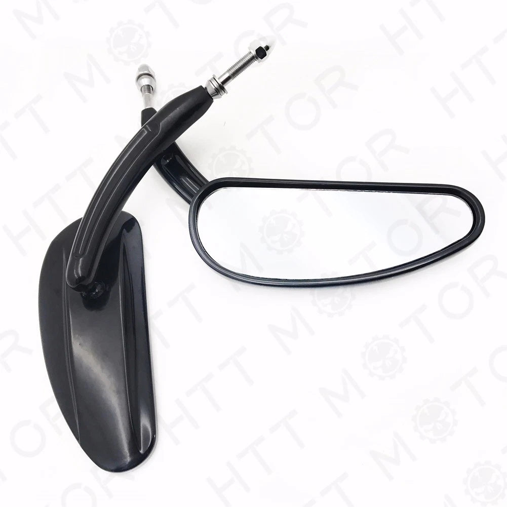 Pair of Black Teardrop Racing Mirrors for Harley Street Bob Fat Bob (1982–2017)