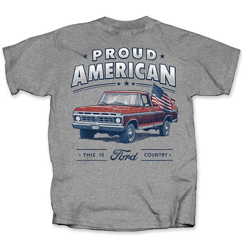 Gray T-Shirt for Ford Truck Owners American Pride Country Text (2005–2015)