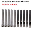 10Pcs 6mm Diamond Hole Saws for Tile, Ceramic, Glass