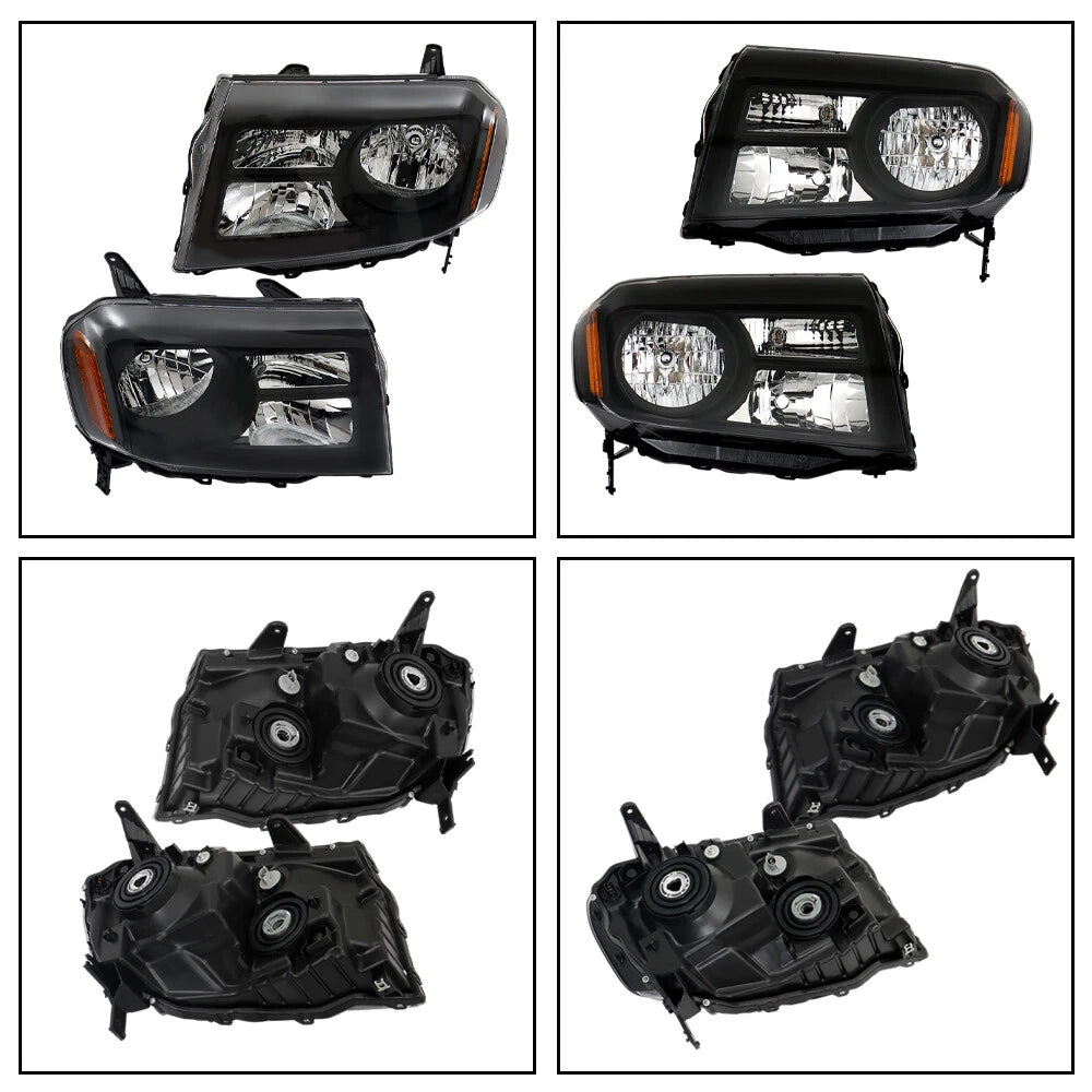 Pair Headlight Assembly for Honda Pilot (2012–2015) Halogen Black
