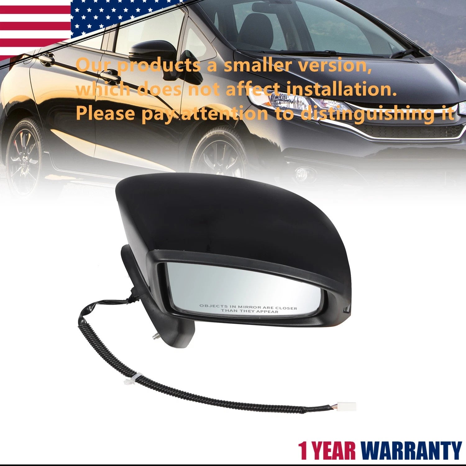 Manual Fold 3 Pin Right Side Mirror for Honda Fit (2015–2020) Black