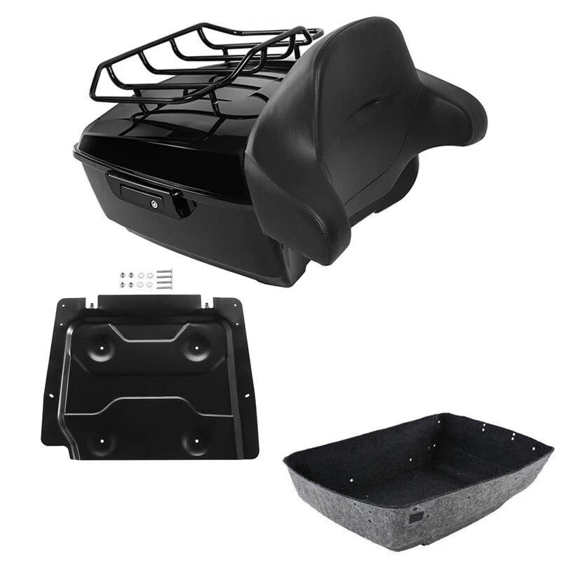 Black King Trunk Backrest Rack Plate for Harley Touring Street Glide (2014–2026)