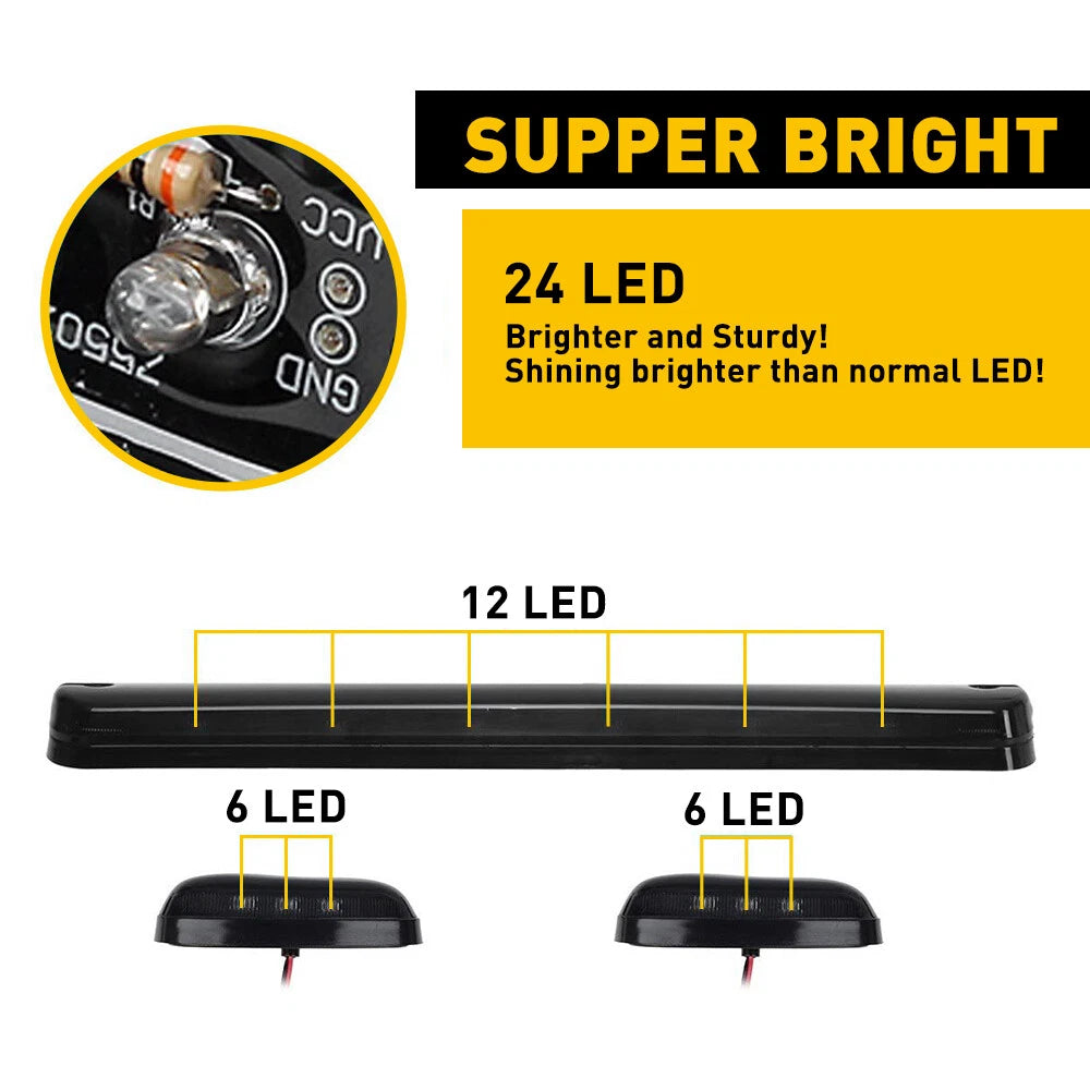3PC Smoke Cab Roof Running LED Lights for Chevy Silverado GMC Sierra (2002–2007)