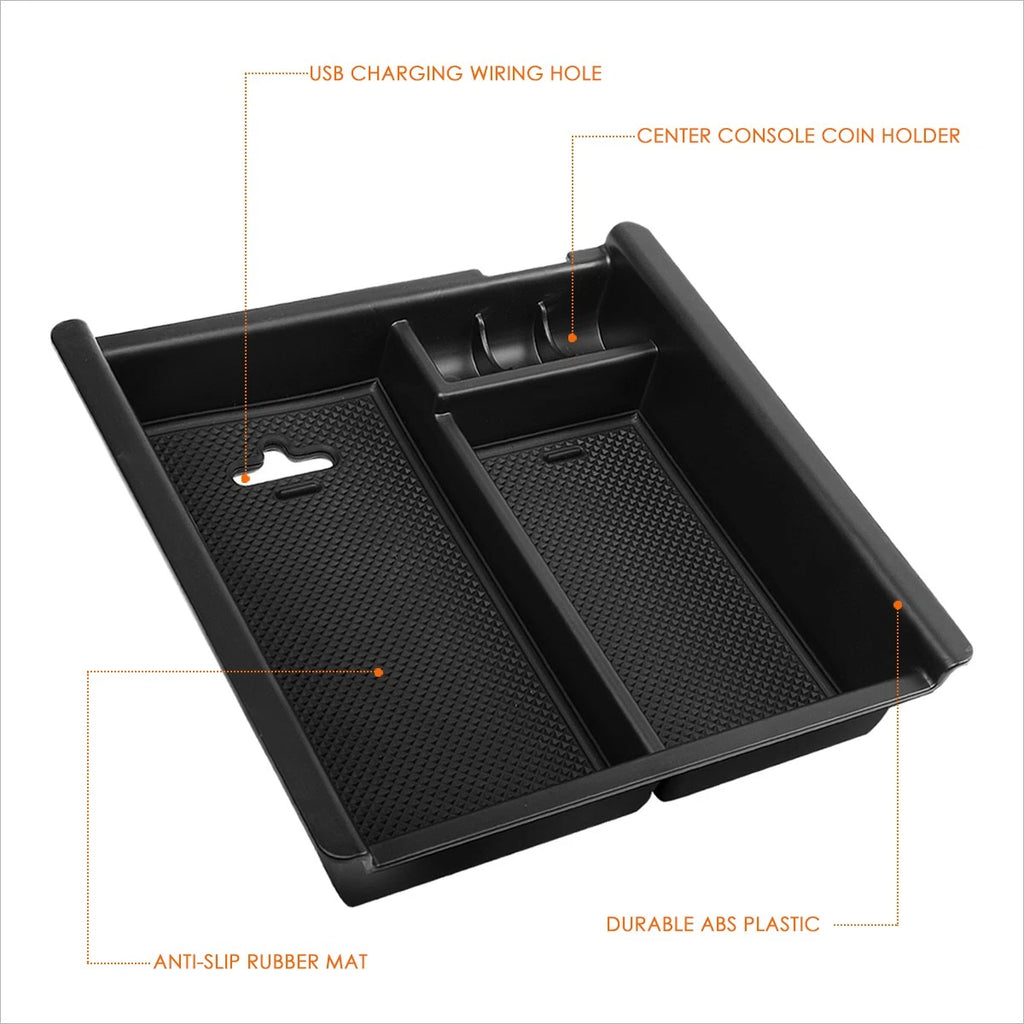 ABS Center Console Storage Box Armrest Organizer Tray for Toyota Tacoma (2016–2018)