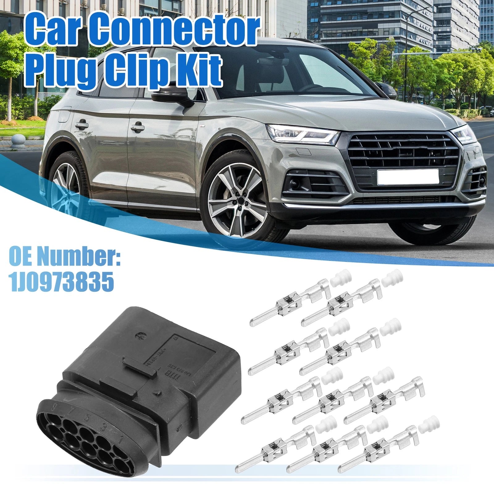 Set of 1 No.1J0973835 Headlight 10 Pin Plug Connector for VW Audi Seat