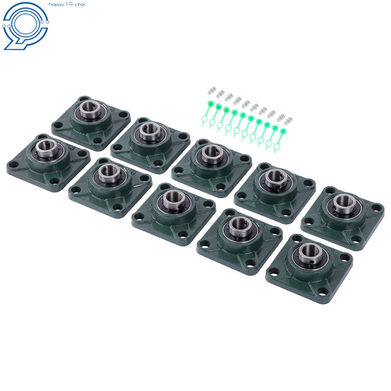 Set of 10 Pillow Block Bearings for UCF204 (Self-Alignment, 3/4" Bore)