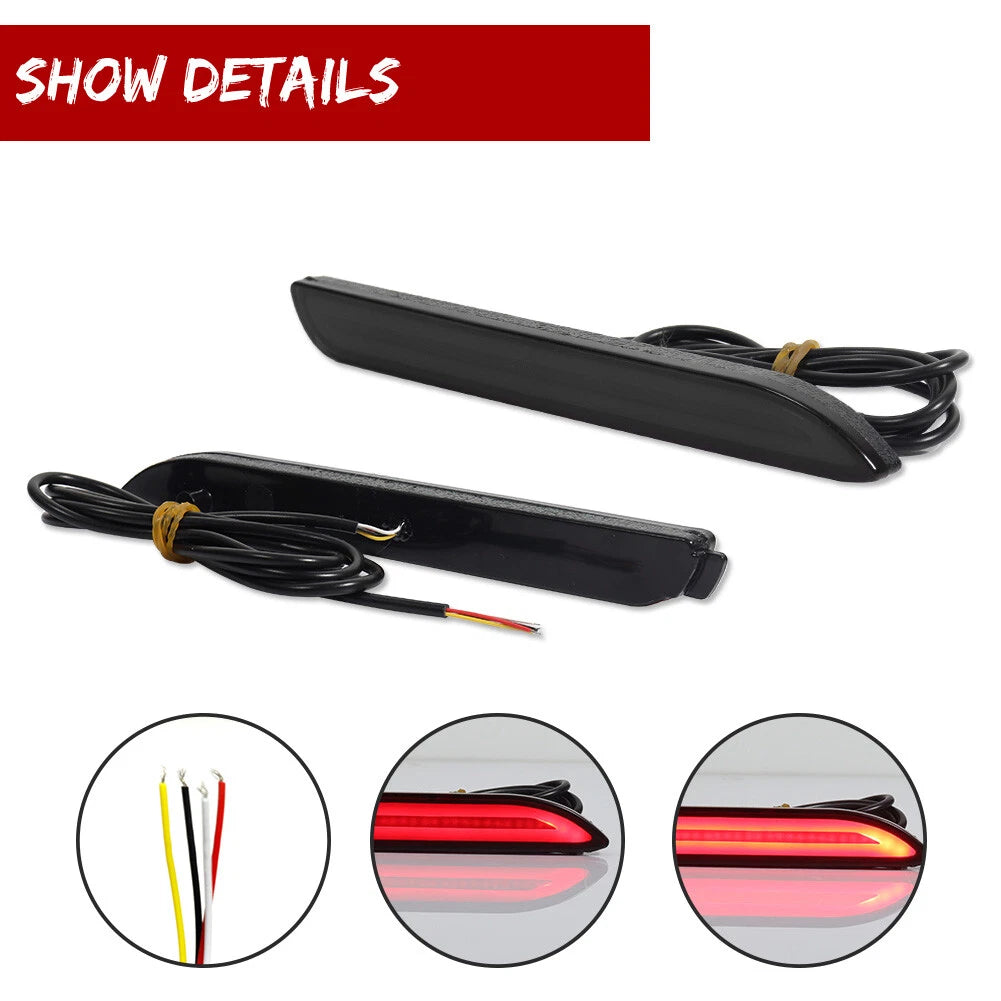 2X Smoked Lens Red LED Rear Bumper Reflector for Lexus ISF RCF (2008–2020)