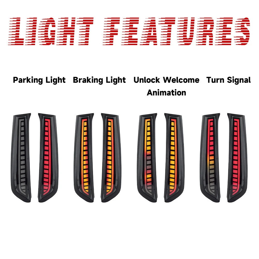 LED Smoke Lens Rear Window C Pillar Trim Tail Light for Toyota 4Runner (2010–2023)