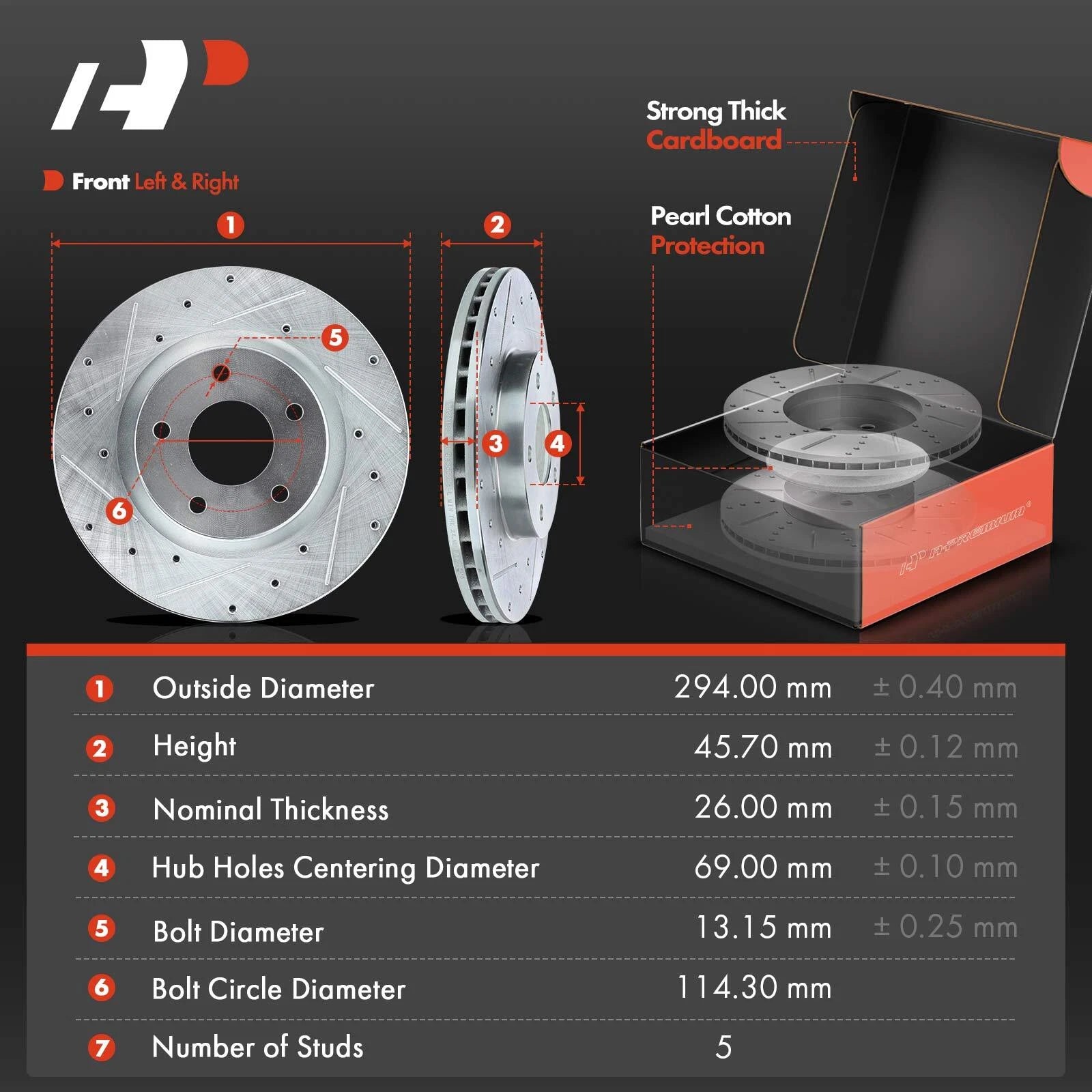 Front Drilled Brake Rotors & Ceramic Pads for Mitsubishi Outlander (2007-2017)