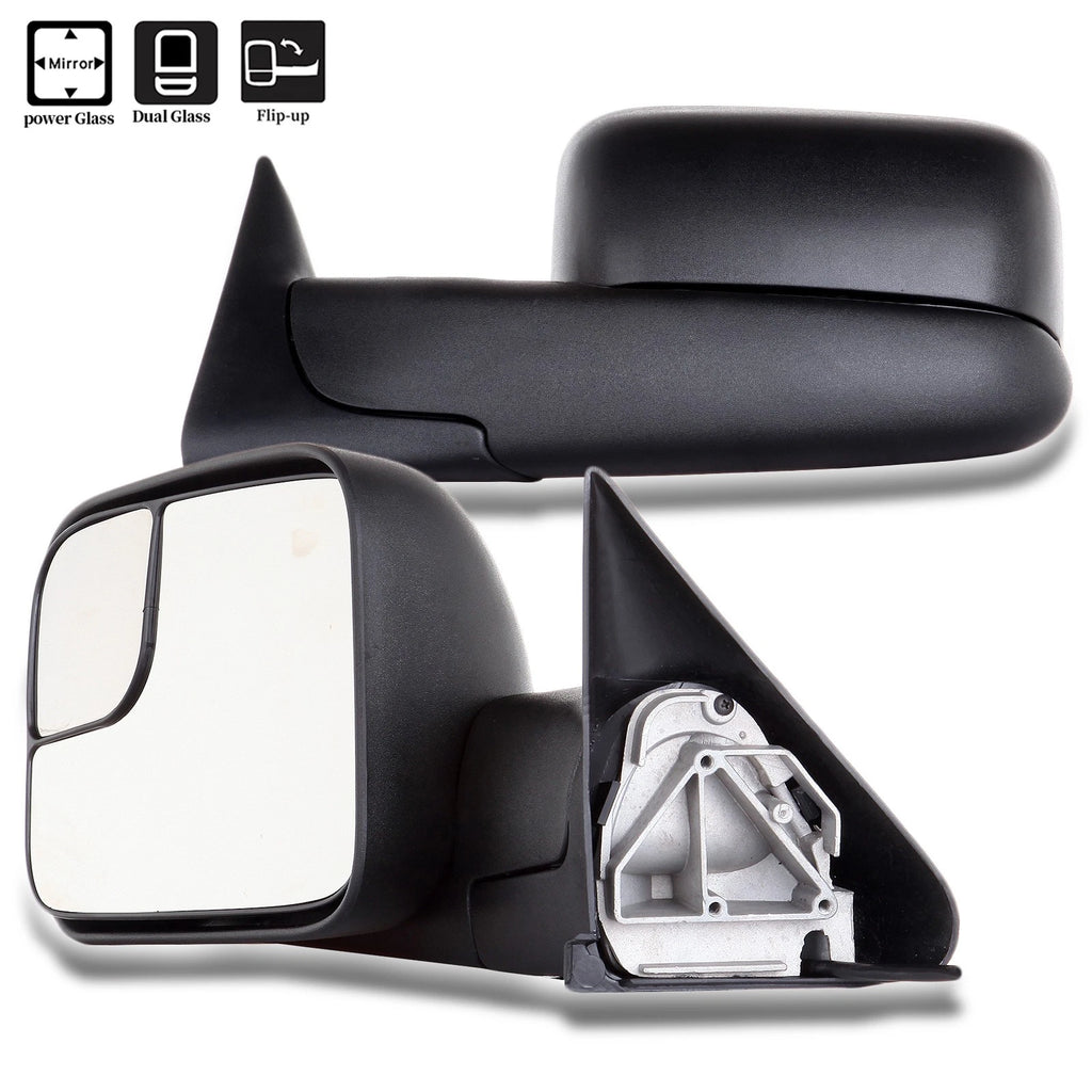 Set of 2 Power Tow Extend Flip Up Side Mirrors for Dodge Ram 1500-3500 (1994–1997)
