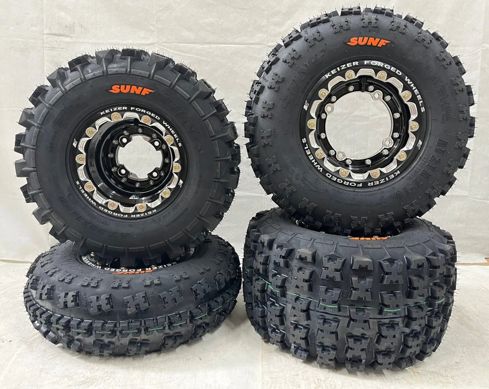 Set of 4 Keizer Beadlock Rims with Sunf A027 Tires for TRX250R TRX450R TRX400EX (1986–2023)