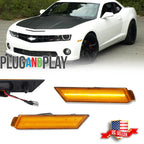 2X Amber Lens LED Front Bumper Side Marker Lights for Chevy Camaro (2010–2015)