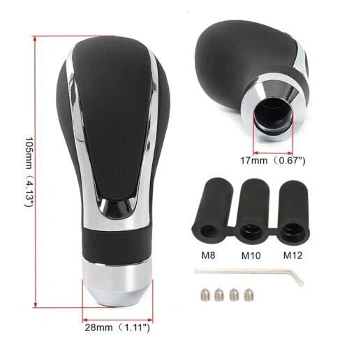 Gear Shift Knob for Universal Car Manual Shifter Black Leather