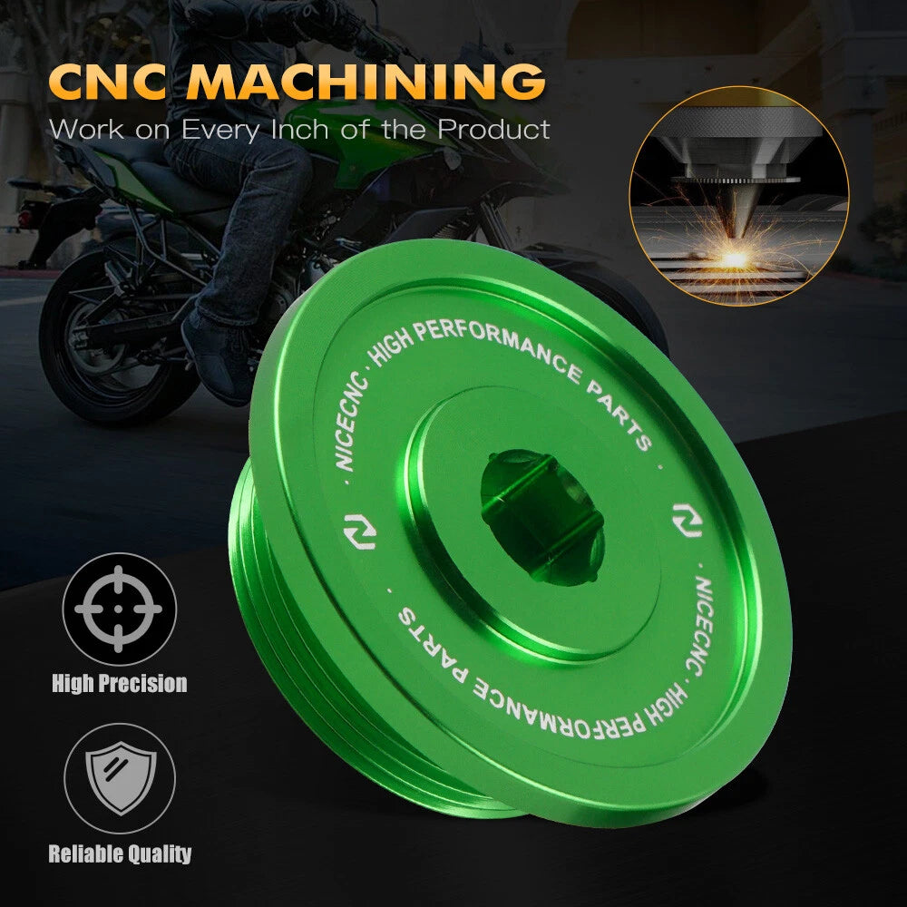 Aluminum Engine Cover Caps for Kawasaki KLR650 (1987–2024) - Green