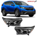 Set of 2 Halogen Headlights for Honda CR-V (2017–2022) Black Assembly