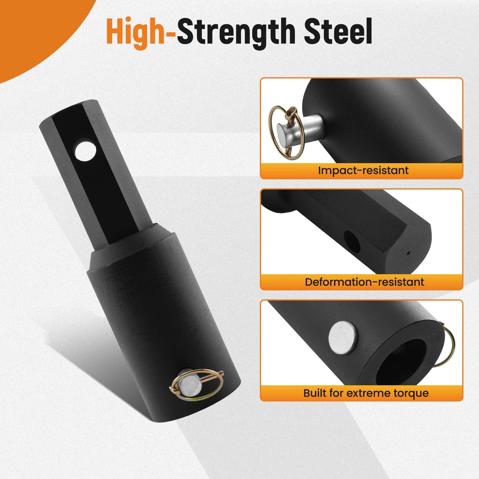 2 Inch Auger Bit Adapter Round to Hex Male for Mini Skid Steer Tractor