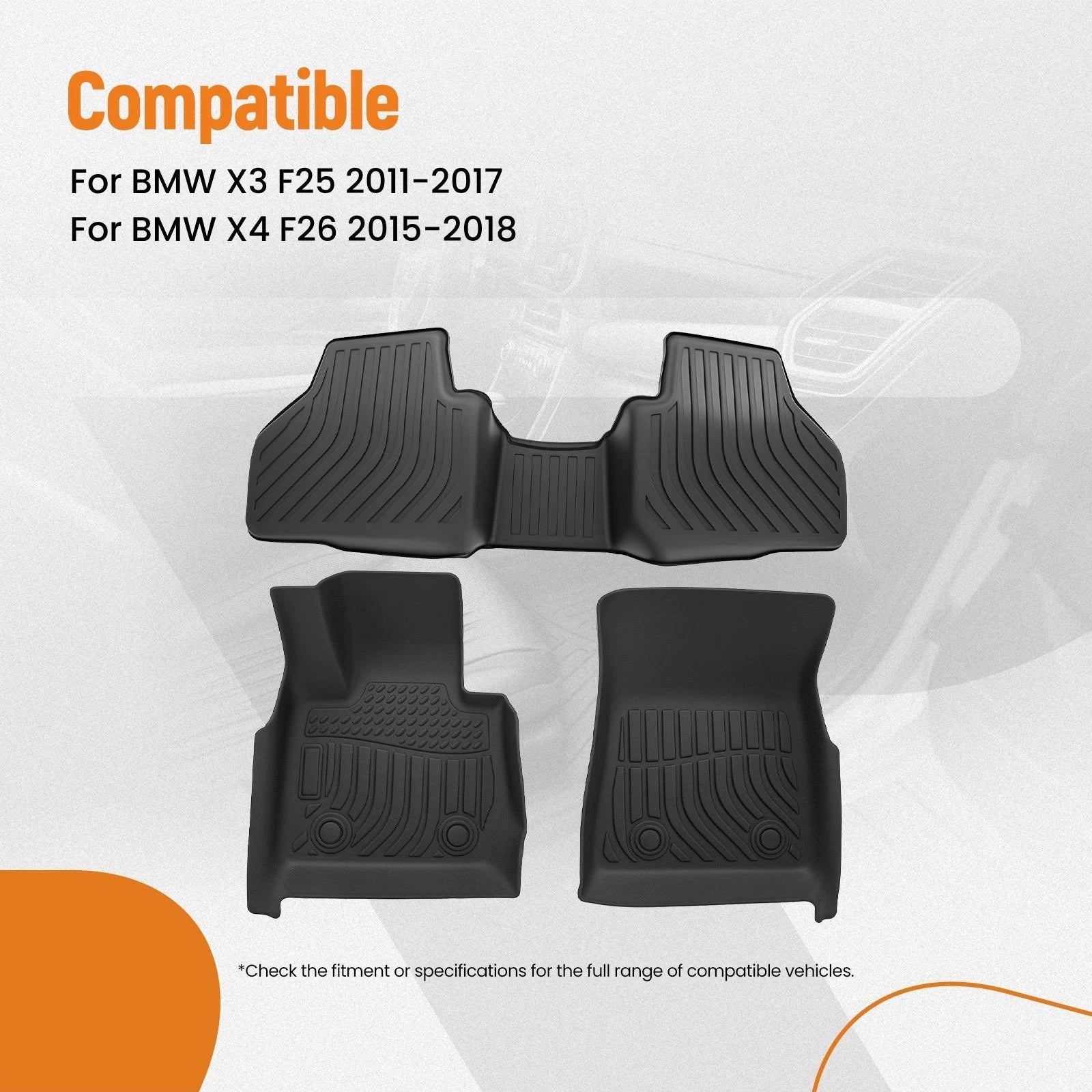 All-Weather Rubber Floor Mats for BMW X3/X4 (2011-2017)