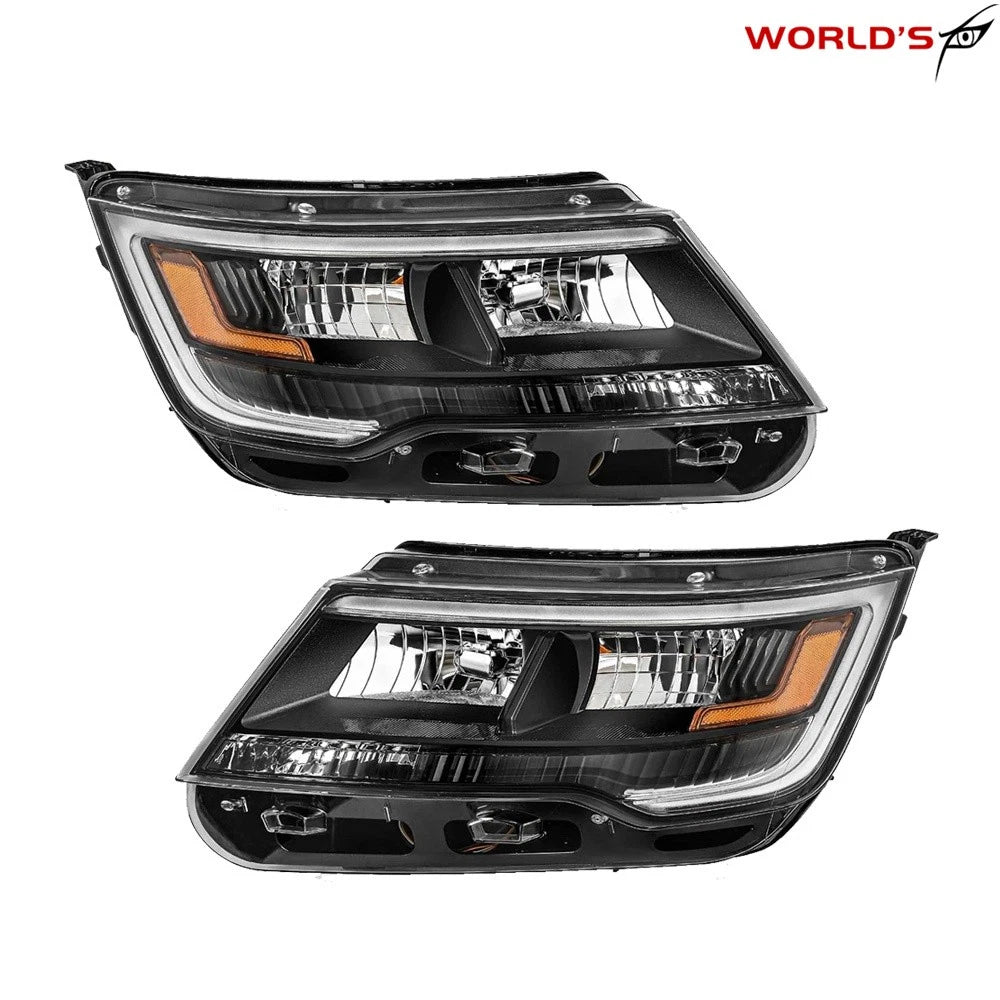 LED DRL Headlights for Ford Explorer Sport (2016–2018) Black Housing