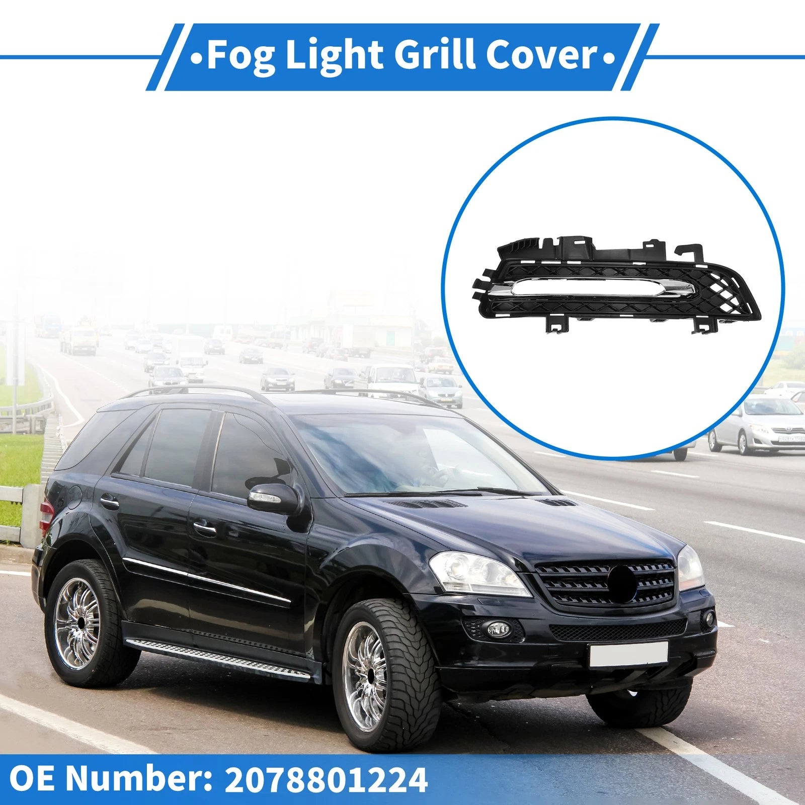 Front Right Fog Light Grill for Mercedes-Benz (No. 2078801224) Silver Tone