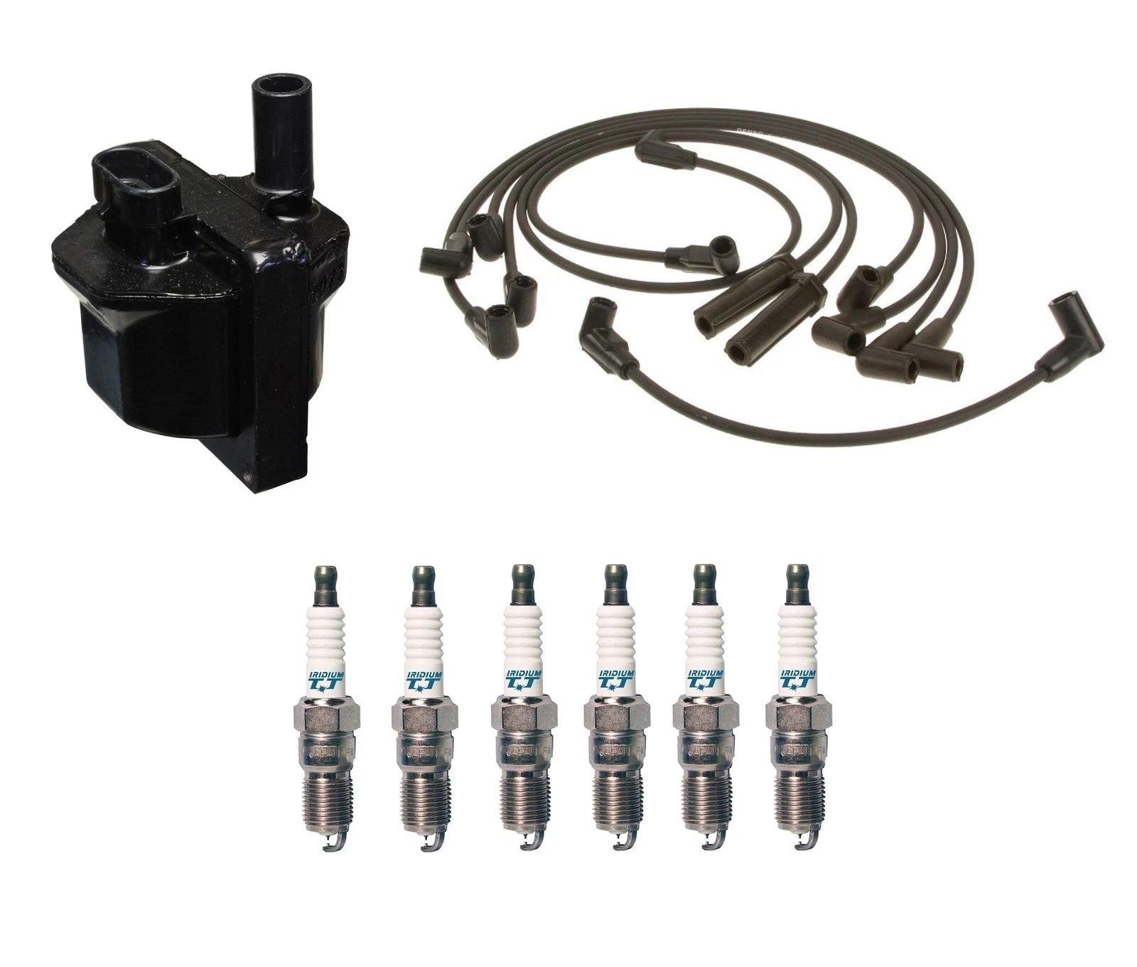 Set of 6 Denso Ignition Coil Wire Iridium TT Spark Plugs for Chevy 4.3L V6