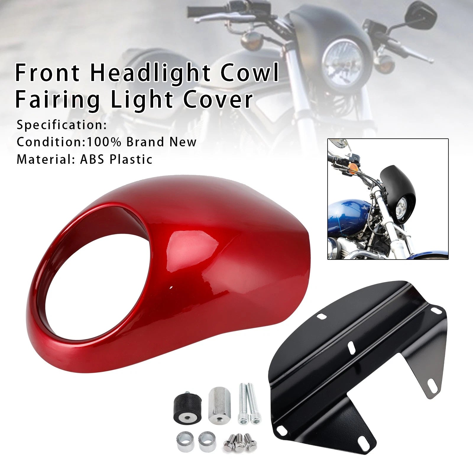 Headlight Fairing Light Cover for Harley Sportster Dyna XL 883 1200 FX (1973–up) Red