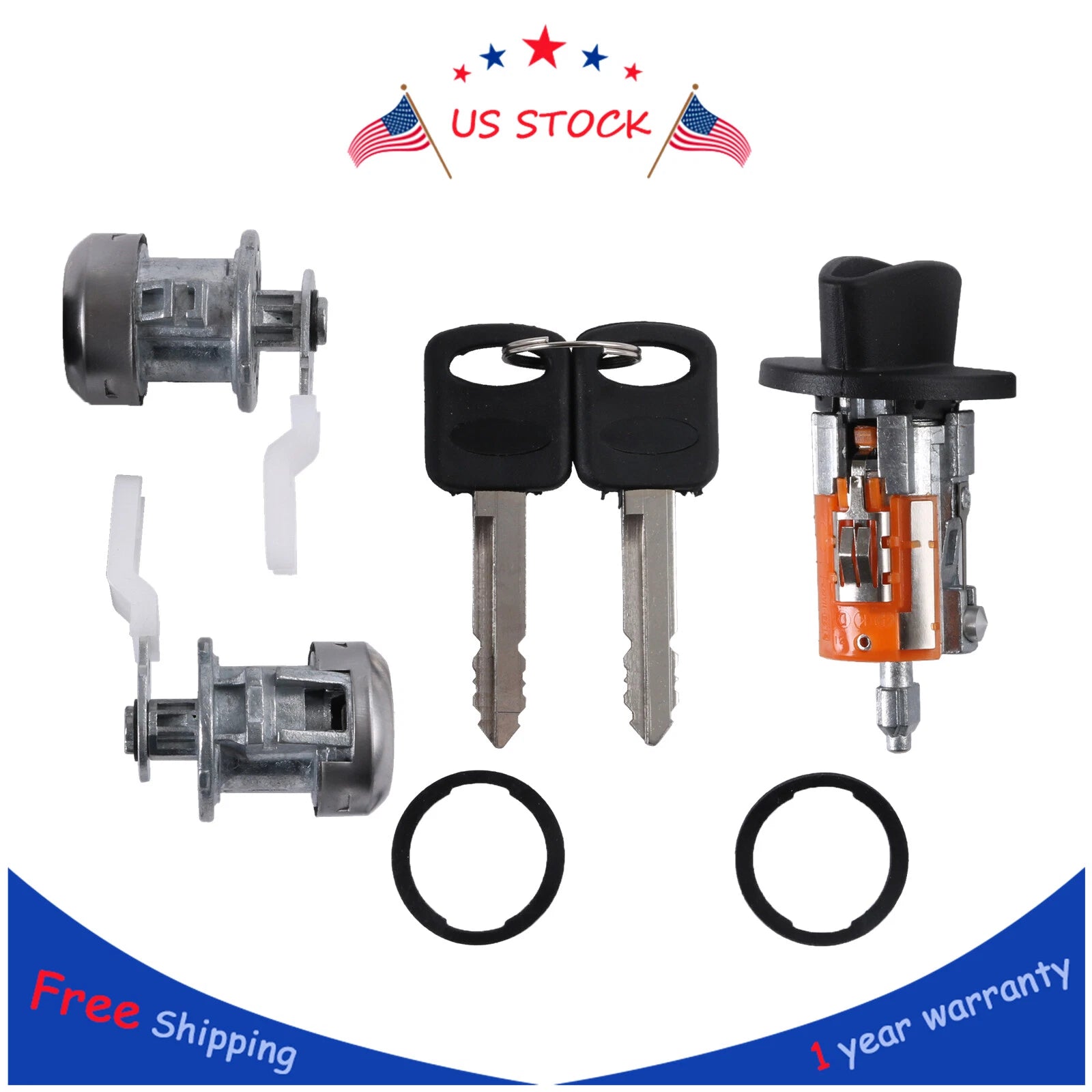 Ignition Switch Lock Cylinder for Ford (With 2 Door Lock Cylinders, 2 Keys)