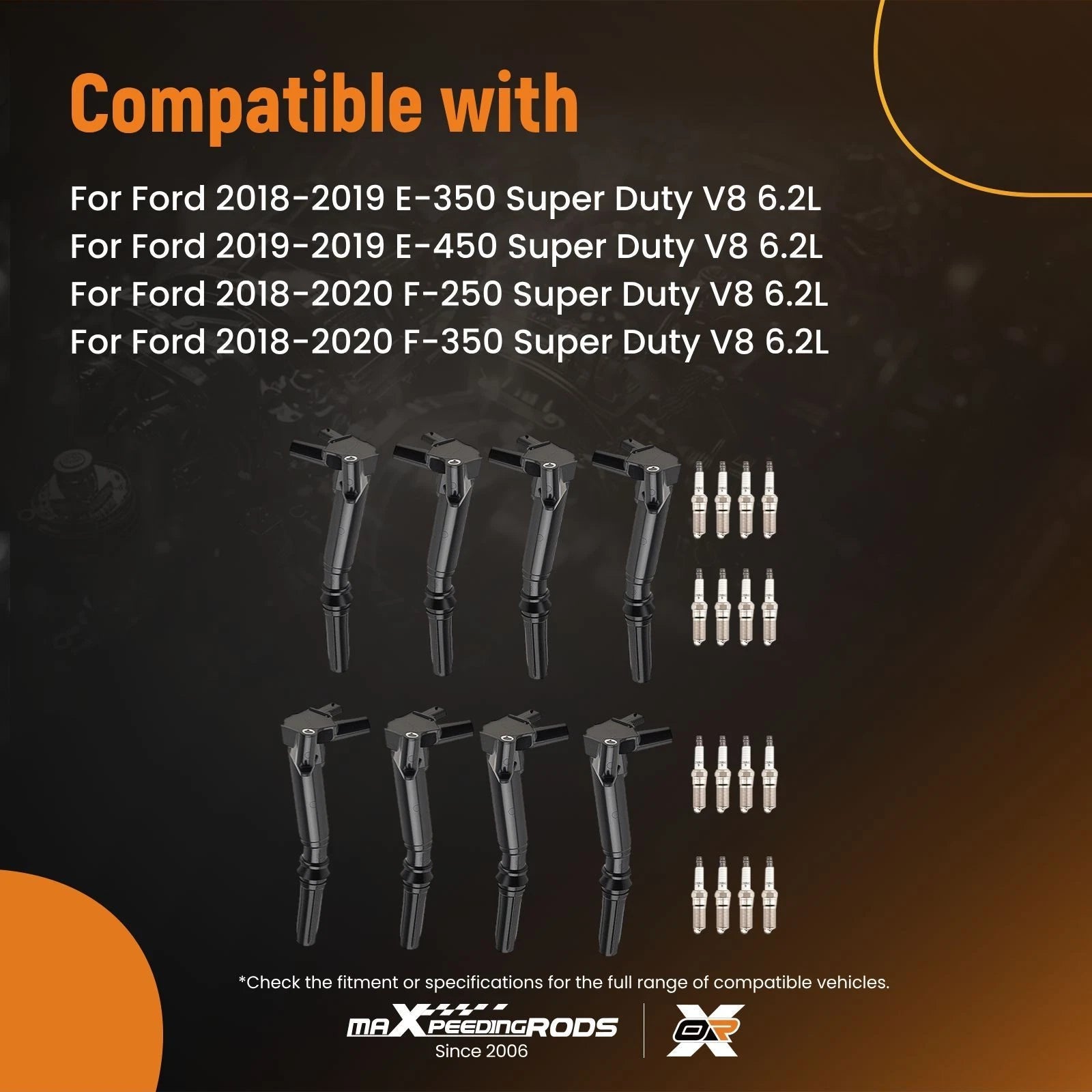 8x Ignition Coils & 16x Spark Plugs for Ford E-350/F-250/F-350 (2011–2019)