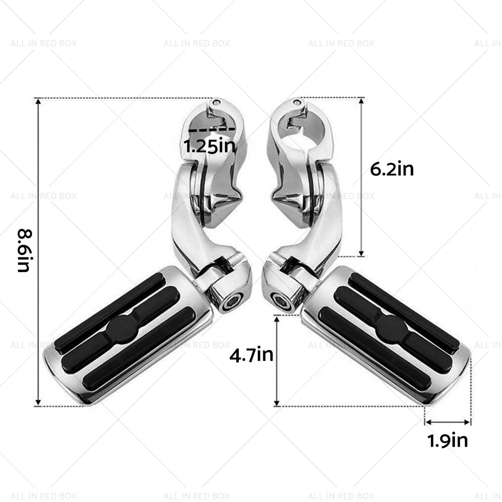 1-1/4" Chrome Highway Foot Pegs for Harley