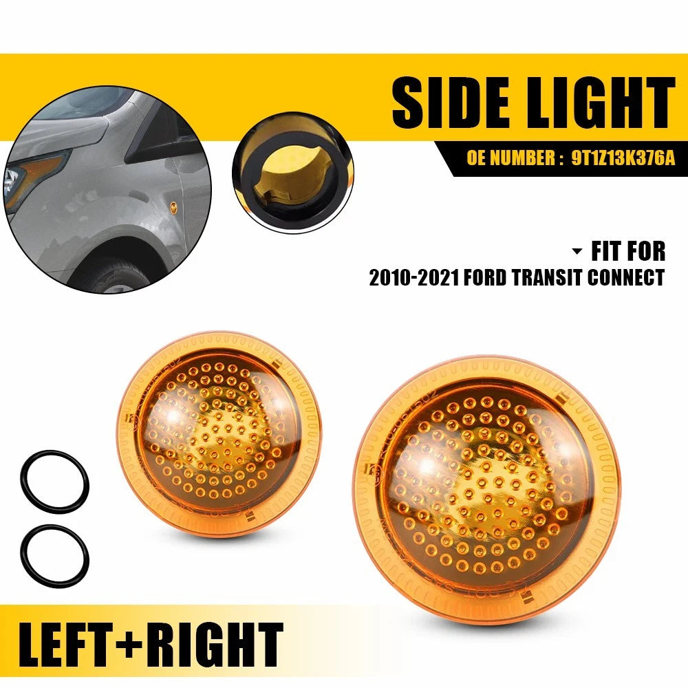 Pair Front Side Marker Light Housings for Ford Transit Connect (2010–2021)