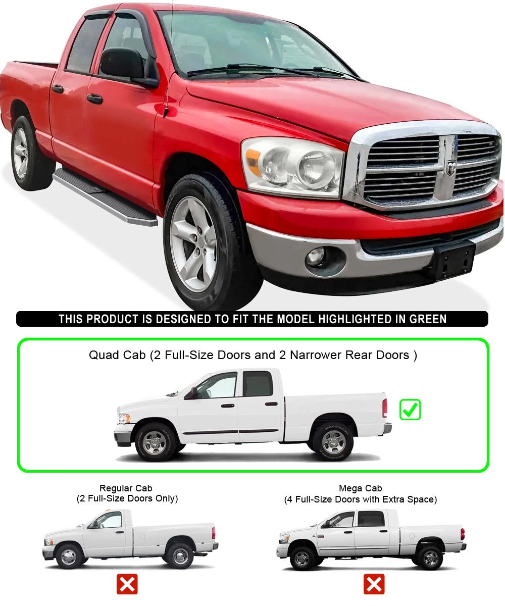 Set of 2 Polished 6" Side Steps for Dodge Ram 1500 2500 3500 (2002-2008)
